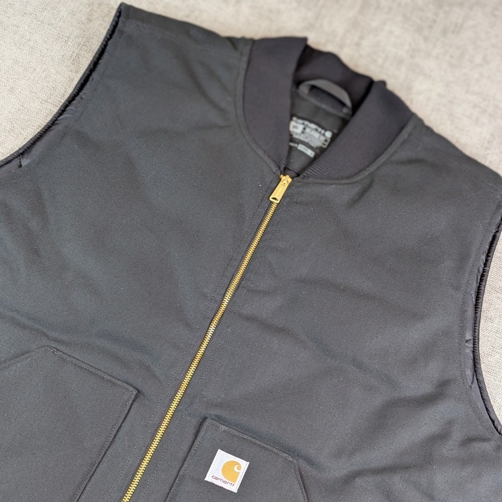 Carhartt Duck Vest Men 3XL Relaxed Quilt Lined Canvas Ribbed Collar Utility Work